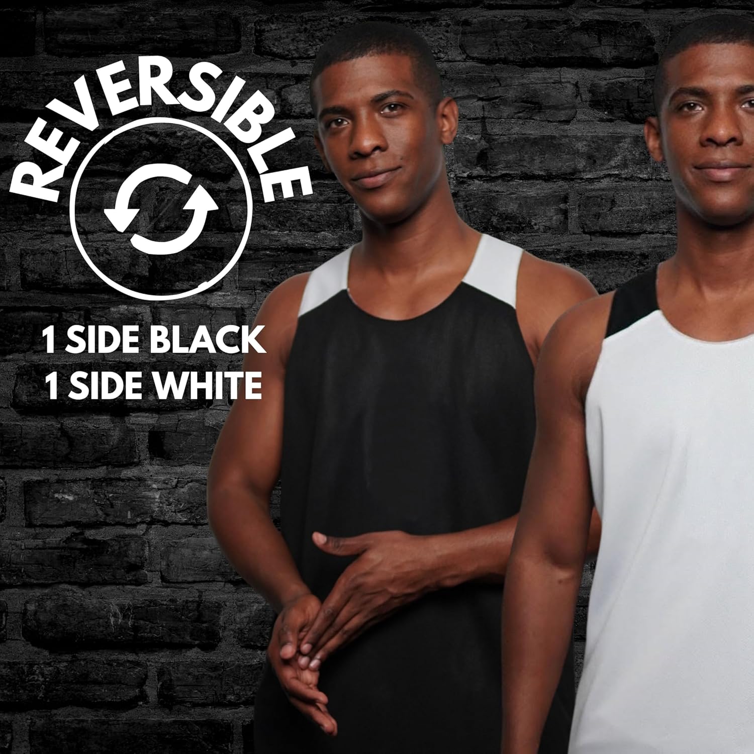 Reversible Blank Basketball Jersey | Blank Pinnie for Games or Scrimmage | Black and White | Individual Jerseys - Image 2