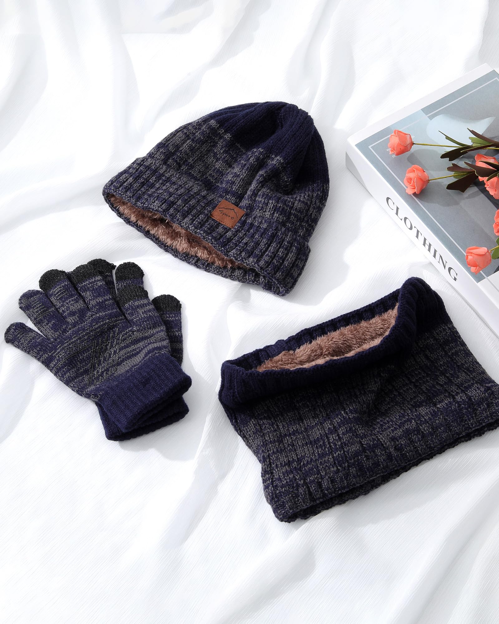 WELROG Gorro de Invierno para niños, Bufanda, Guantes para niños y niñas, Gorro de Invierno, Conjunto de Bufanda para niños de 4 a 15 años, Gorro de Punto