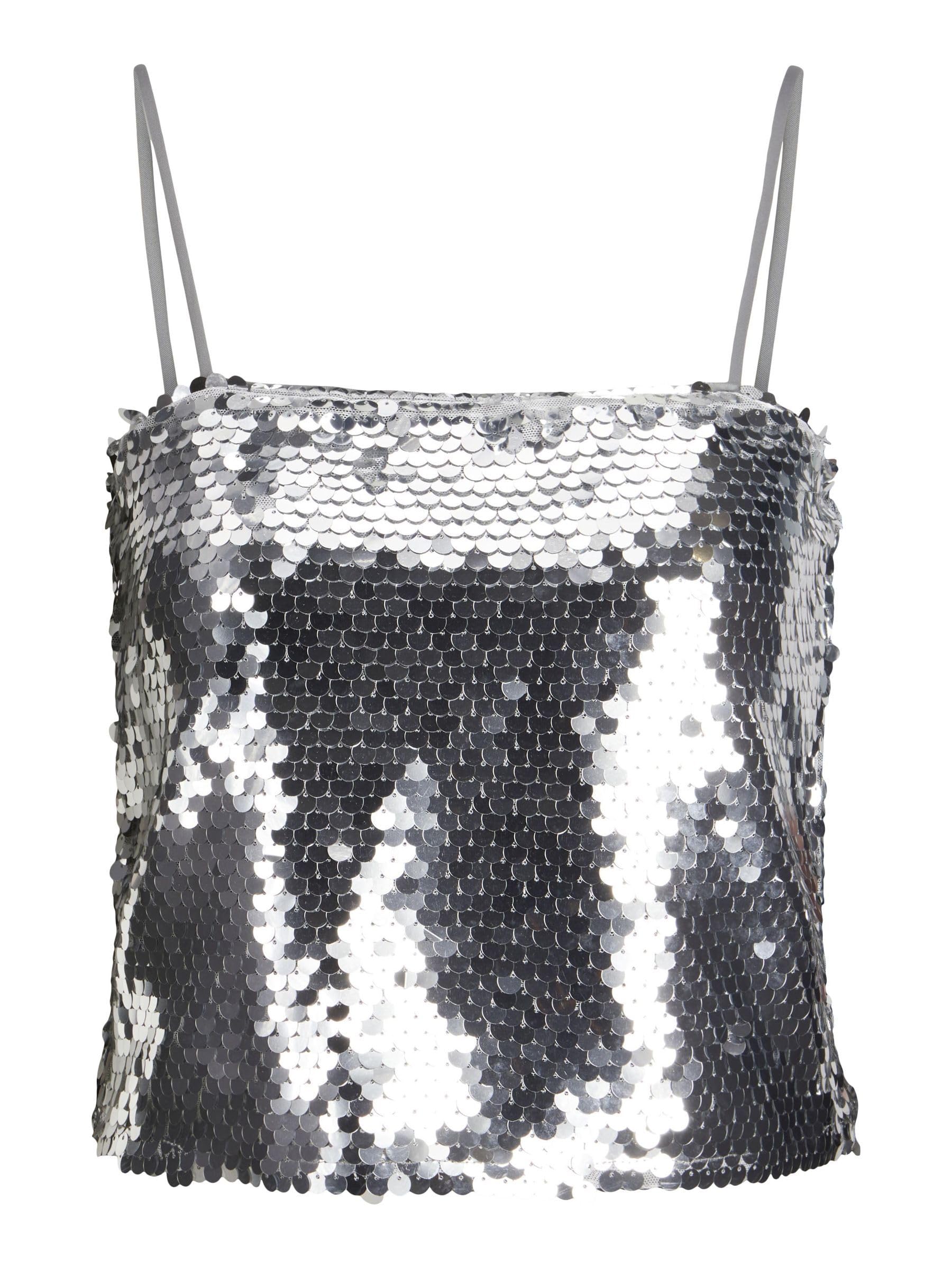 JJXX JXAVA SEQUIN STRAP CROP TOP WVN Tişört Kadın