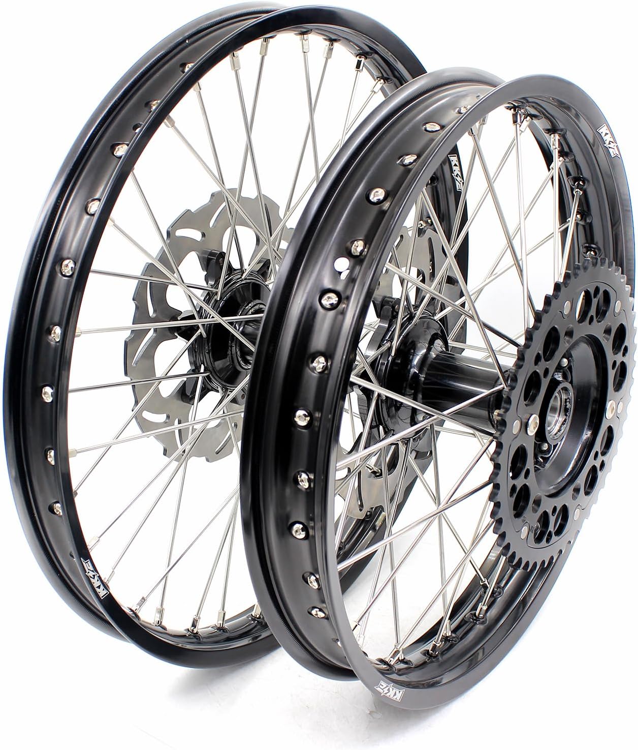KKE 21/19 Mx Dirtbike Casting Wheels For YAMAHA YZ125 YZ250 1999-2016 YZ250F YZ450F 2003-2015 Black Hub With Disc