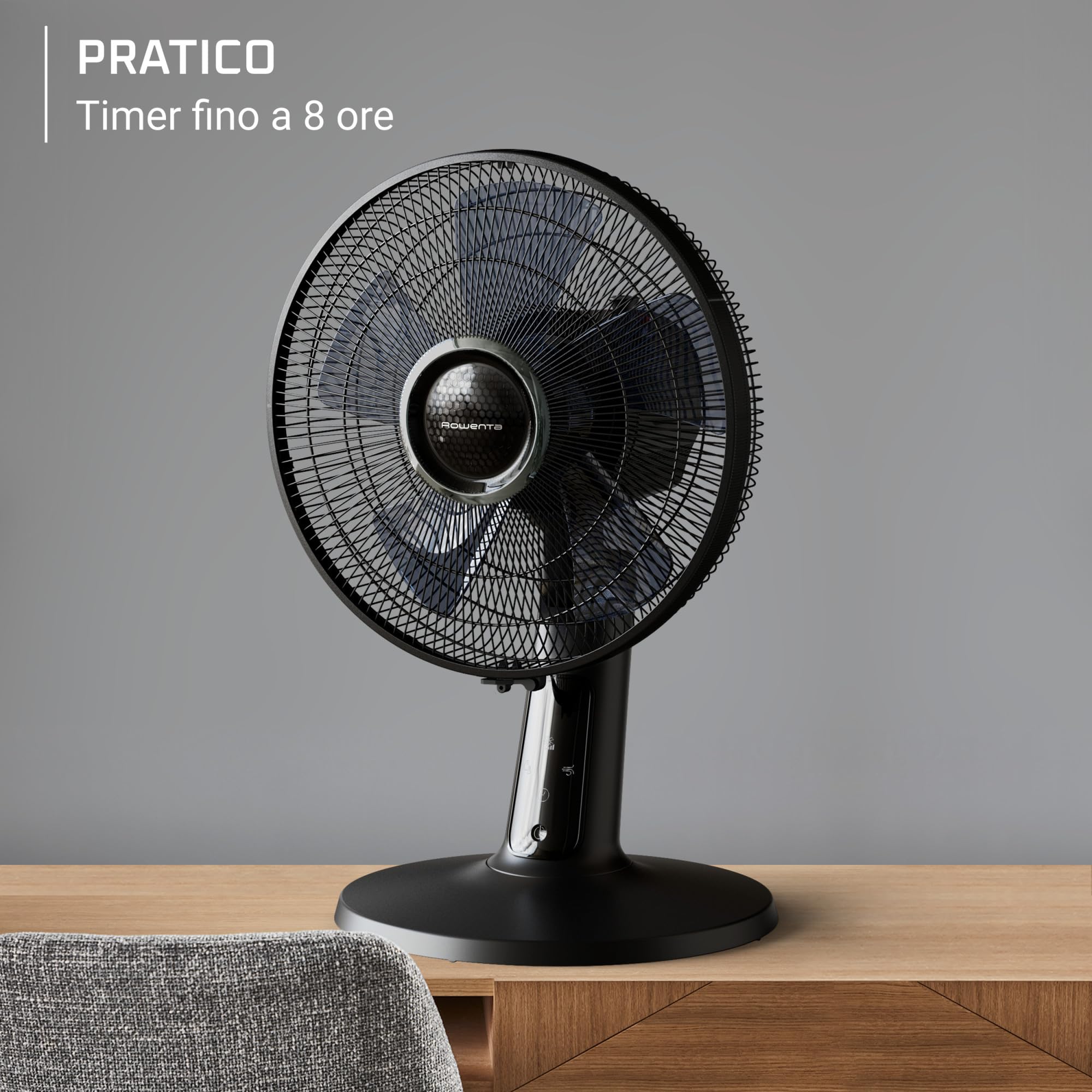 Rowenta Turbo Silence Extreme, Ventilatore da Tavolo Silenzioso a 2 modalità e 5 velocità, Motore Effitech per Risparmio Energetico, Oscillazione a 120°, VU2750F0