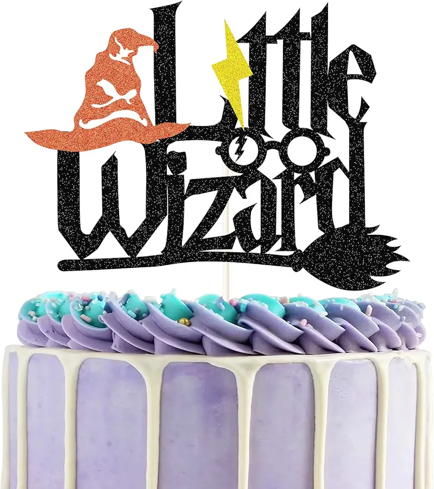 Black Glitter Little Wizard Cake Topper for Wizard...