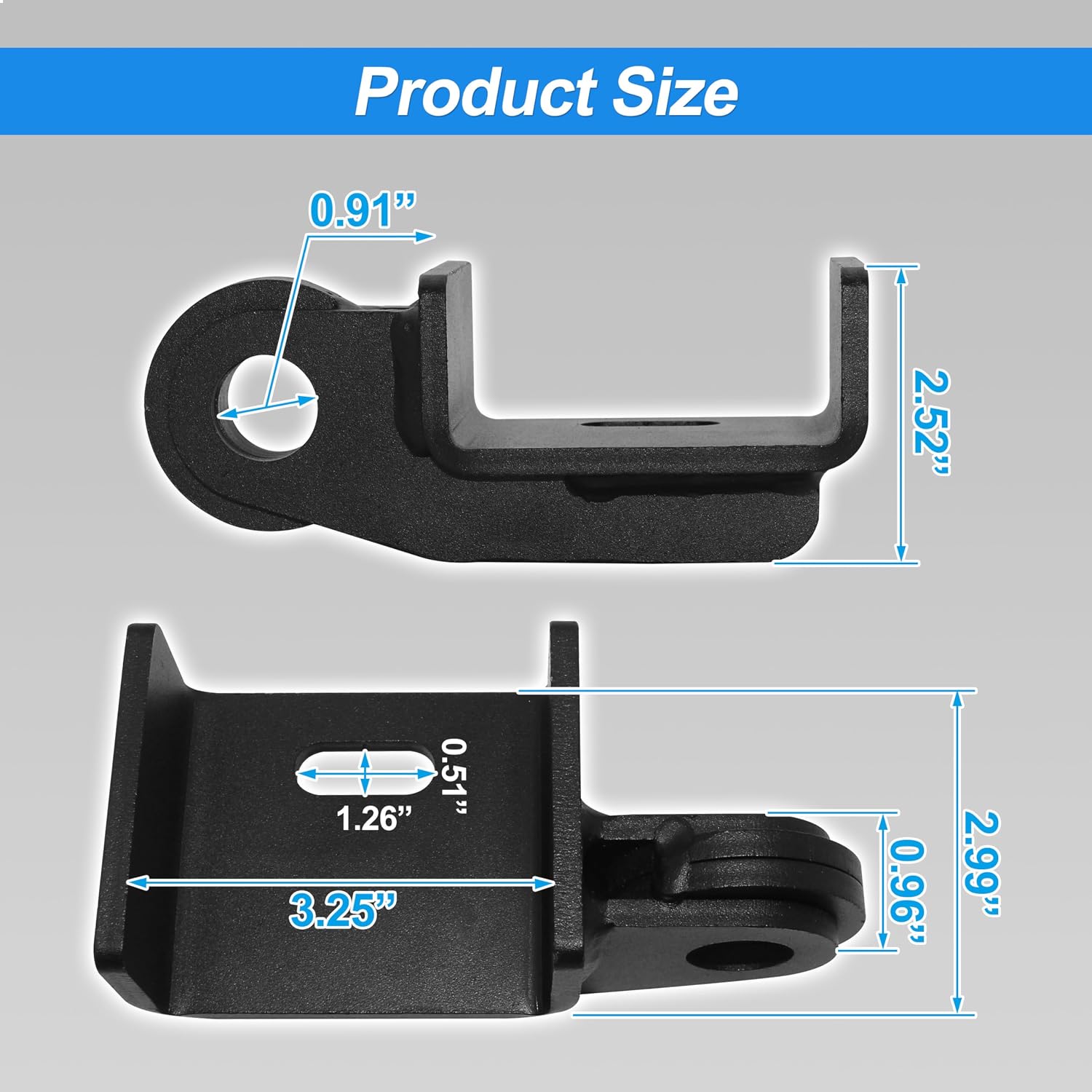 88711 Front Tow Hook Mounting Bracket,Compatible with Toyota Tacoma 2009-2023,Also Compatible with 3/4" D-Ring Shackle,2 pcs