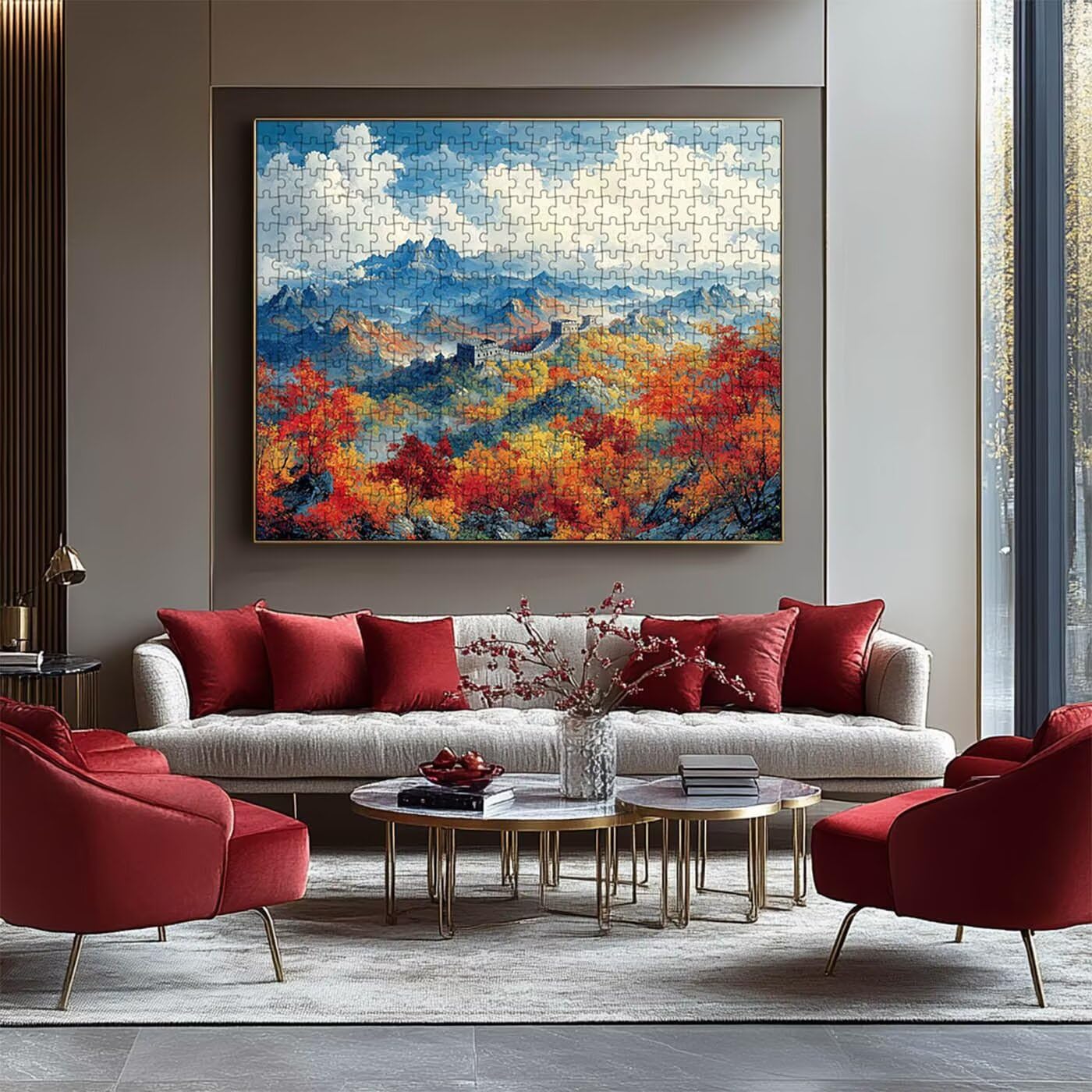 Puzzle 2000 Piezas Gran Muralla, Puzzle 2000 Piezas Adulto Paisaje, Rompecabezas de Madera para Adultos 70 x 100cm, Puzzles para Toda la Familia Cuadros Decoracion Salon Modernos Regalo RXPT-10875