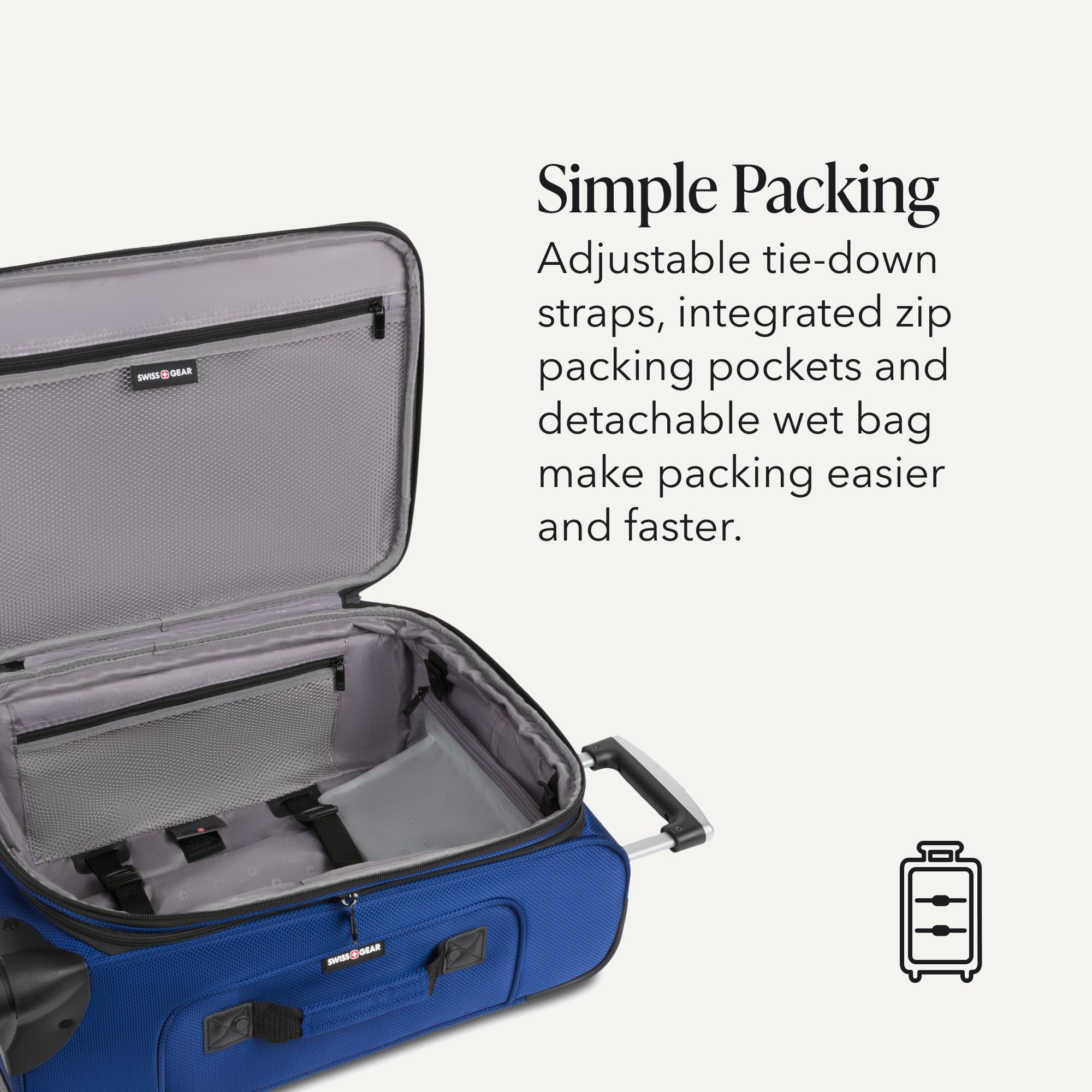 SWISSGEAR Sion Softside Expandable Spinner Luggage Durable Lightweight Travel Suitcase, Blue, 3-Piece Set (Carry-On/Medium/Large) view 5