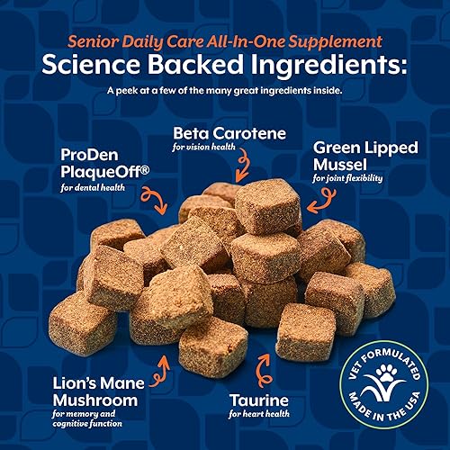 Miniatura 6 de NaturVet Cuidado diario todo en uno para perros mayores, suplemento de apoyo para perros en masticables suaves 8-en-1 para movilidad, piel, corazón,