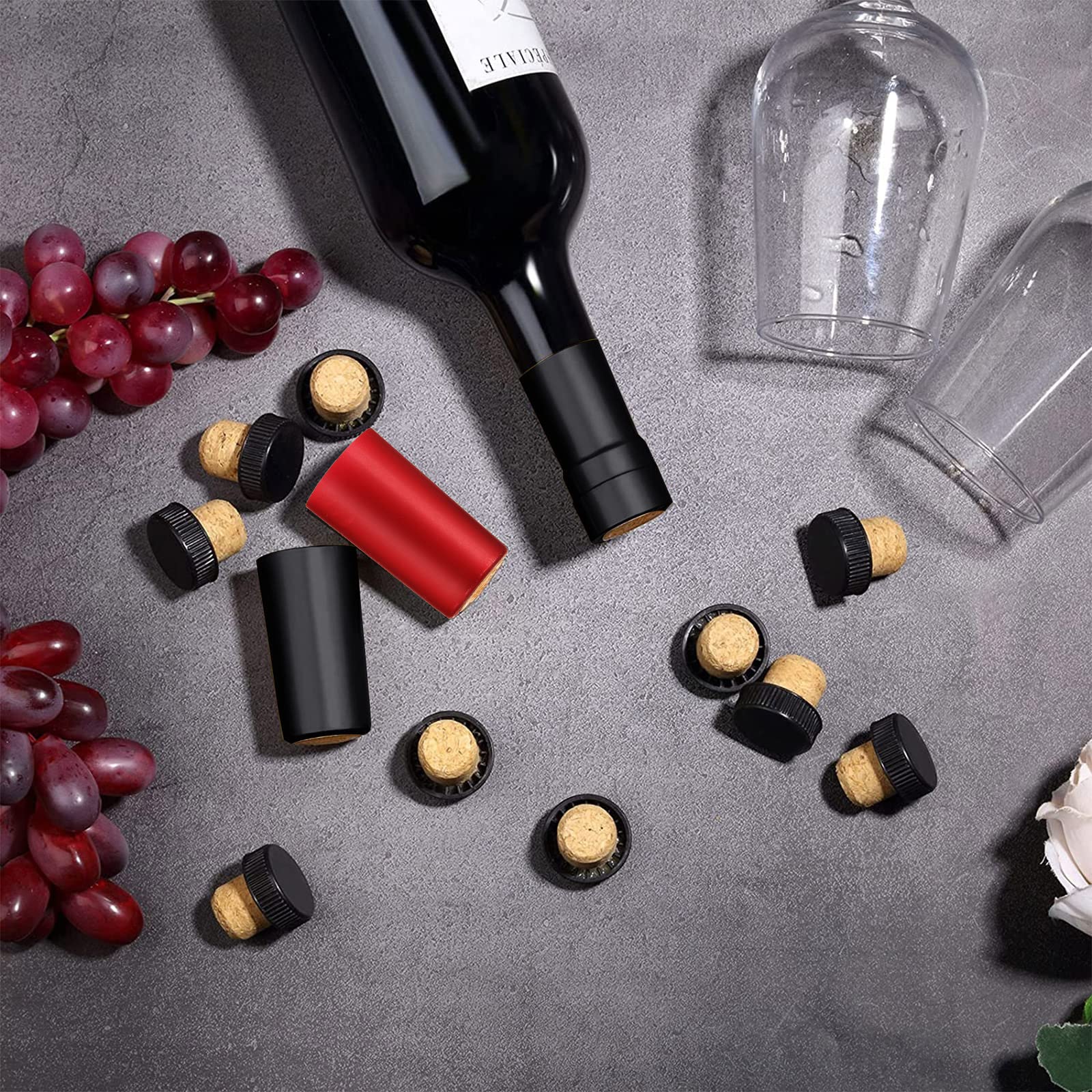 Toddmomy 100pcs PVC Heat Shrink Capsules,Matte Black Wine