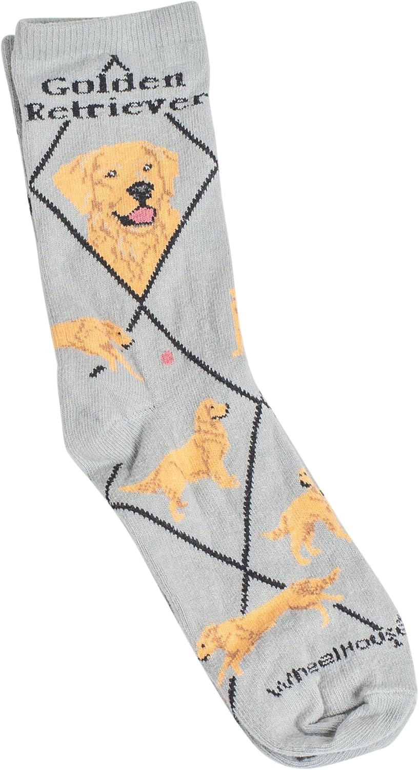 Golden Retriever Puppy Dog Breed Animal Socks,Grey,Shoe: 9-11 - Image 3