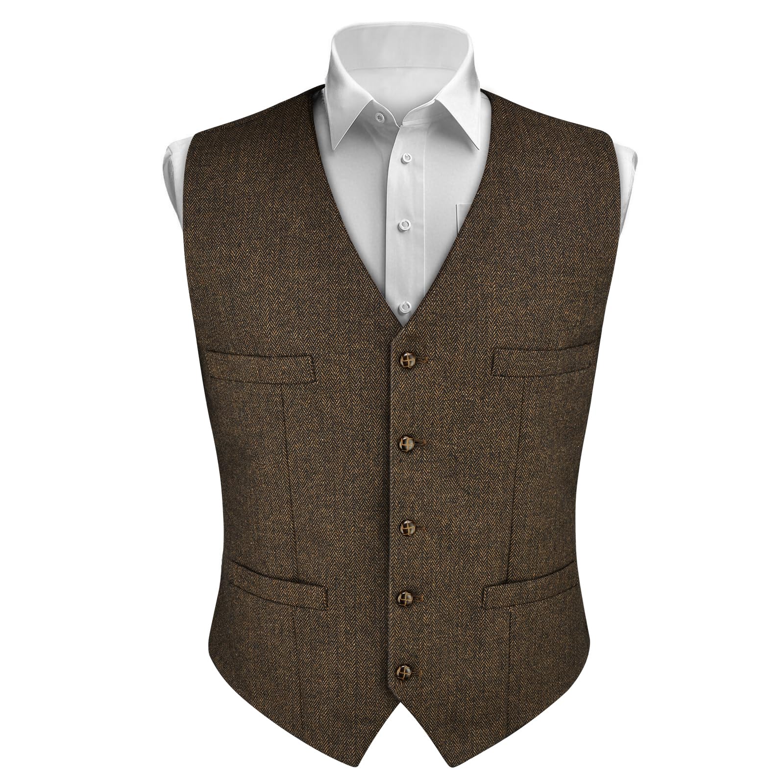 AUYAO Anzug Weste - FLoral Hochzeit Herren Anzugweste, Vintage Classic Jacquard Viktorianischer Weste Anzug Set für Formale Business Hochzeit Party Groomsmen Business Weihnachten