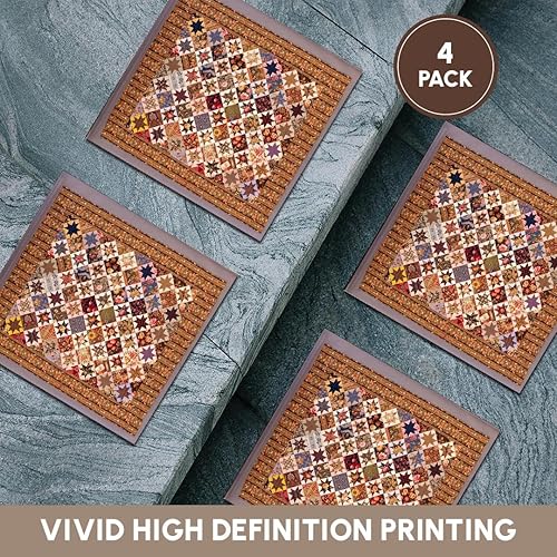 Miniatura 6 de Florene – Vintage Textiles – Colcha de impresión de Nueva Jersey clásico – Posavasos