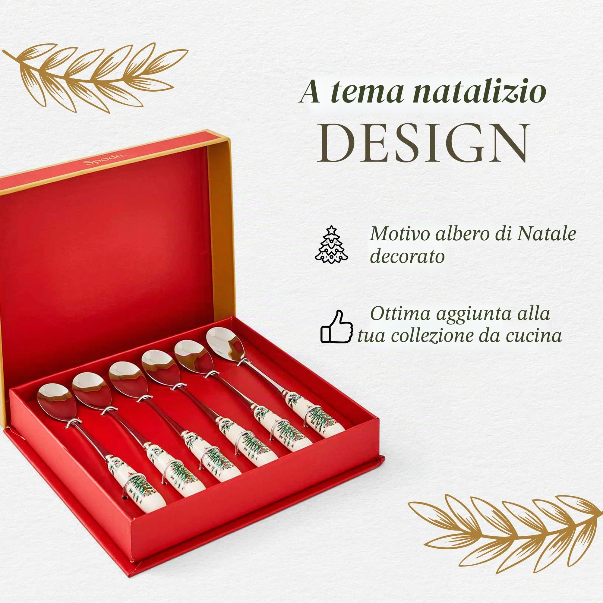 Portmeirion Spode - Cucchiaini da tè con Albero di Natale, Set da 6 (Multicolore)