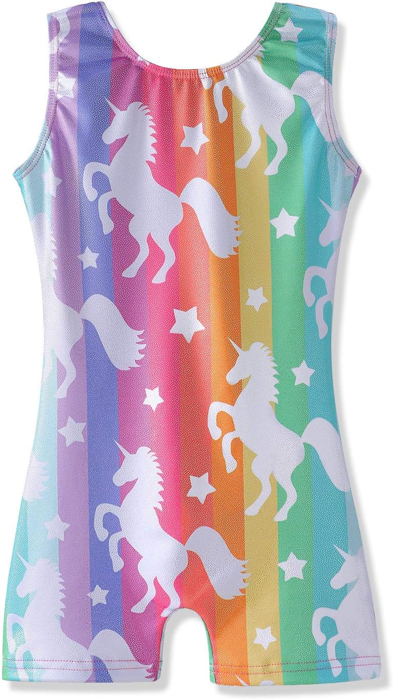 Unicorn Leotards for Girls Gymnastics Size 7-8 Years old Rainbow Stripe Biketard