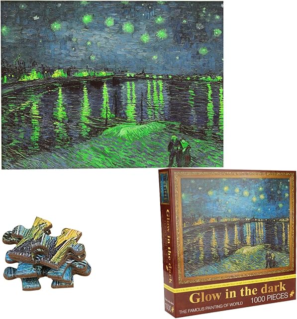 TYXSHIYE 1000 Pieces Glowing Puzzle for Adults, 70x50CM Van Gogh Museum Puzzle, 2mm Thickness Cardboard Puzzle, Family Puzzle Game Stress Reliever Difficult Challenge Puzzle for Kids Adults