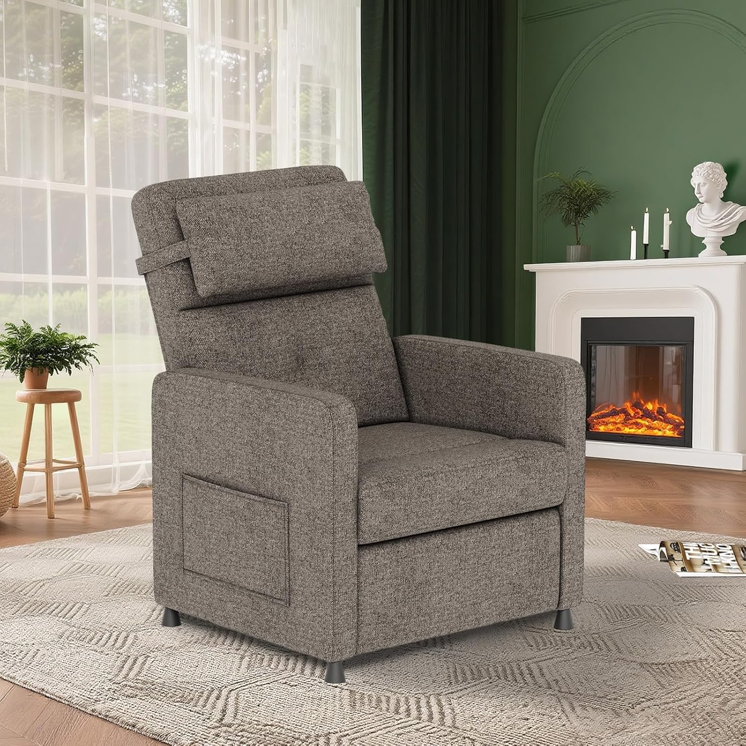 GAOMON Power Recliner Chair Electric Adjustable for Adults Overstuffed Tall Back with USB Port Pockets Brown