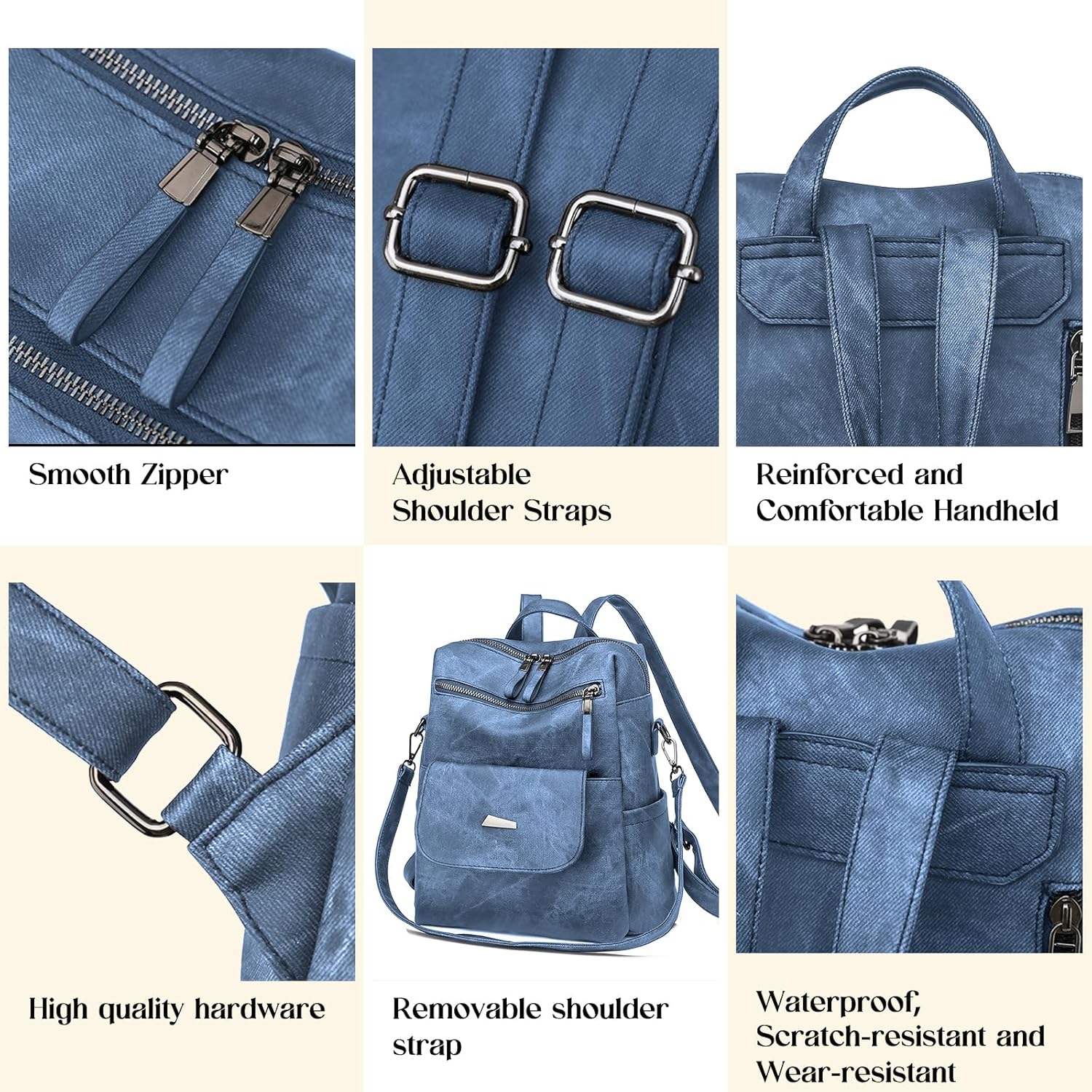 Backpack Purse for Women, Women Backpack Purse Small Leather Waterproof Anti-theft Shoulder Bags Handbags Ladies - Image 6