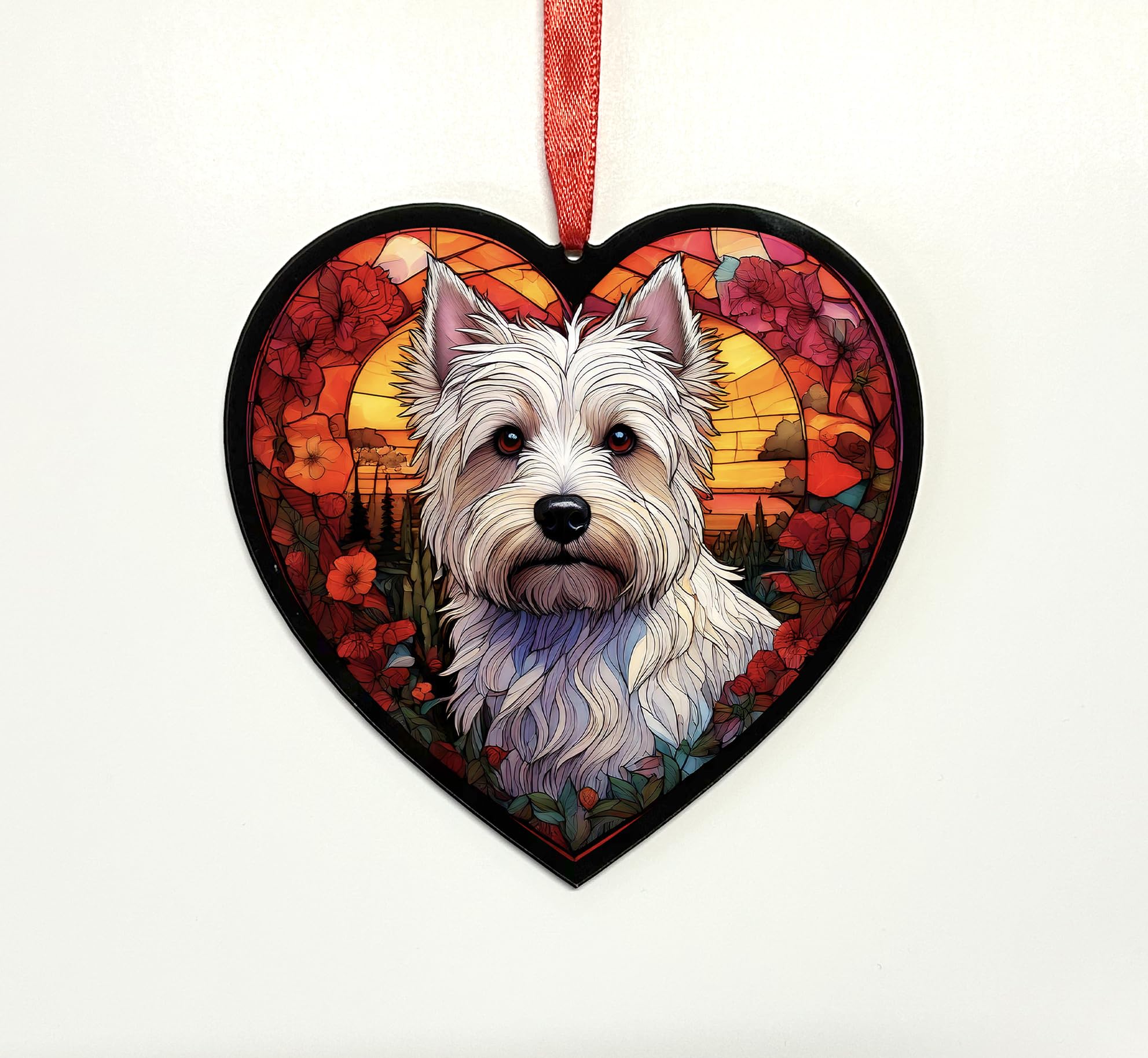 West Highland Terrier Heart Suncatcher - Memorial or Gift for Dog Lovers - 13cm