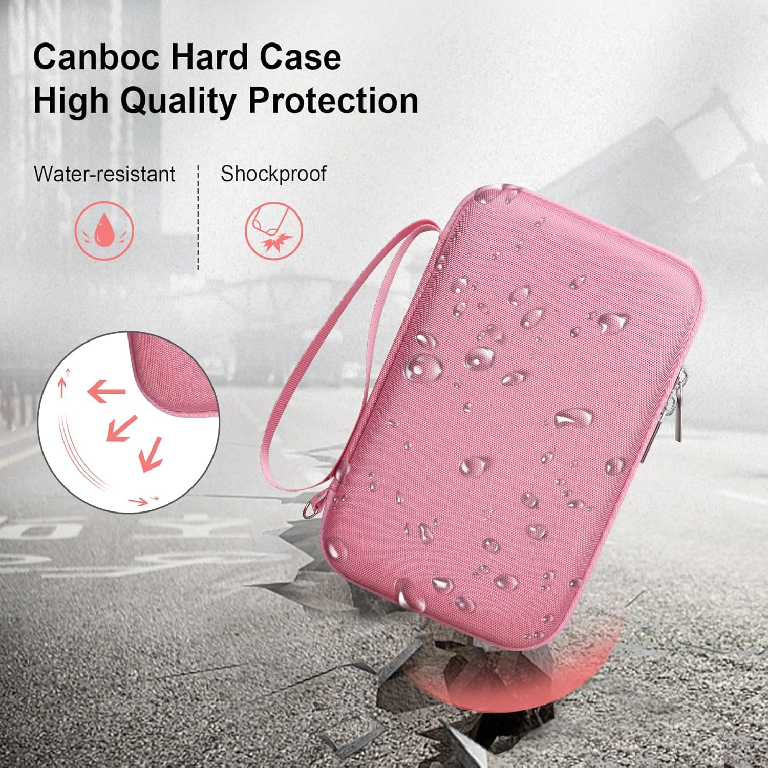 Canboc Carrying Travel Case Compatible with GiiKER Super Slide Puzzle Games, Brain Teaser Puzzle Organizer Storage Bag, Mesh Pocket fit Magnetic Sliding Tiles and Batteries, Pink (Case Only)