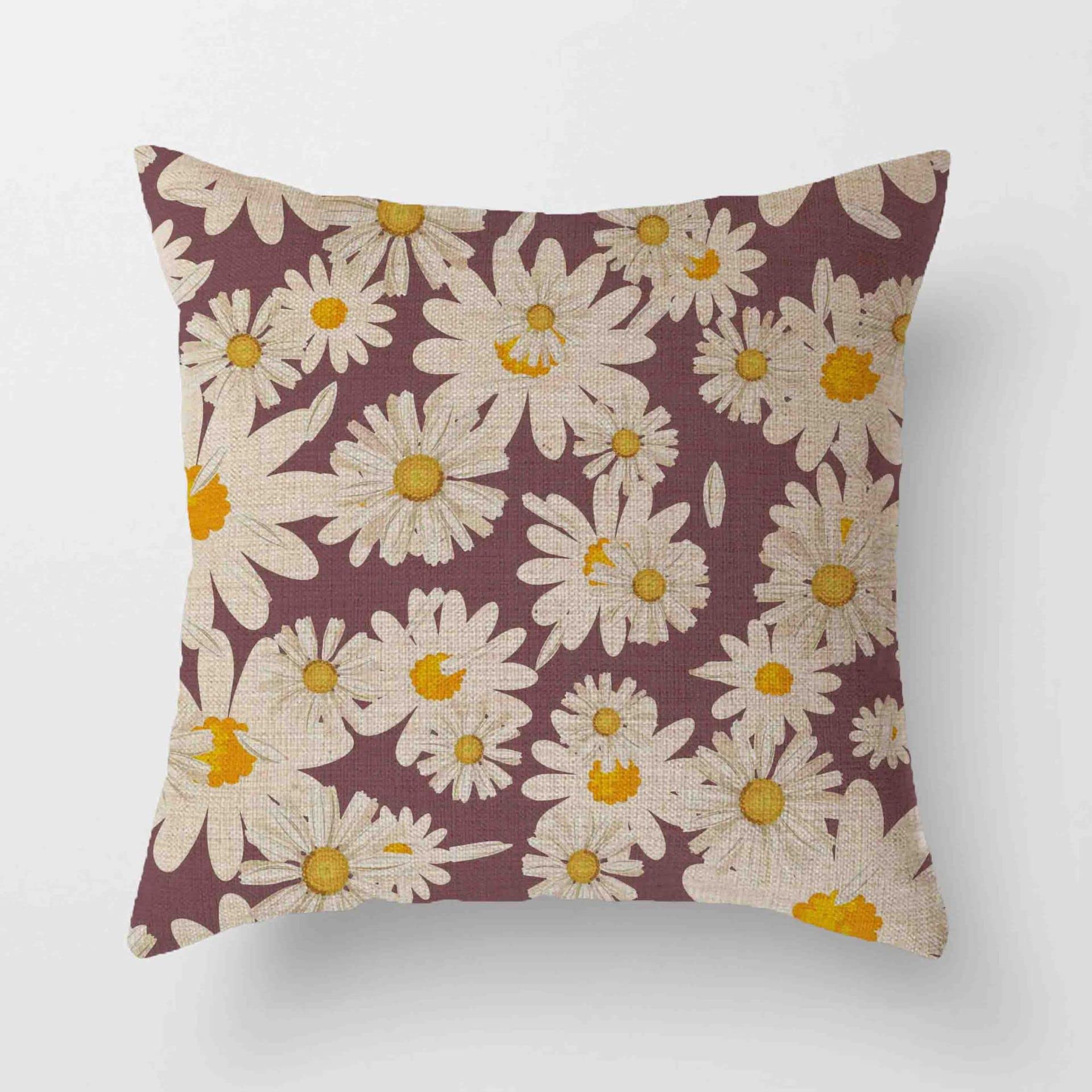 HUZMOL 3D Linen Throw Pillow Case Cushion Cover Outdoor Home Sofa Decorative flower pattern feather animal white tiger art colorful 18"X18"(45X45cm) cushion rts