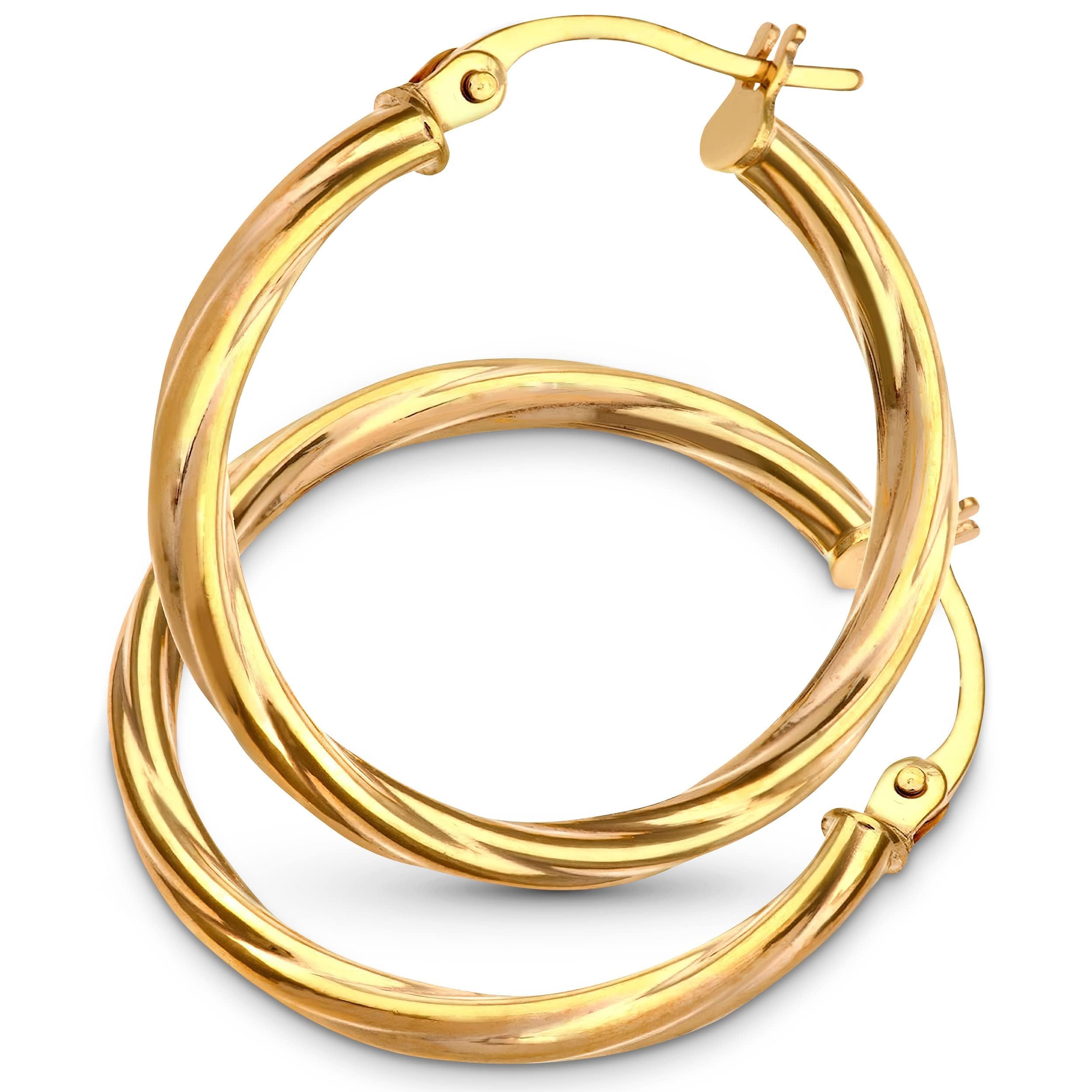 – 9ct Original Gold Hoop Earrings for Women - Premium Quality Earrings for All Occasions - Versatile Gold Hoops with Top Tick Closure - Branded Box Included