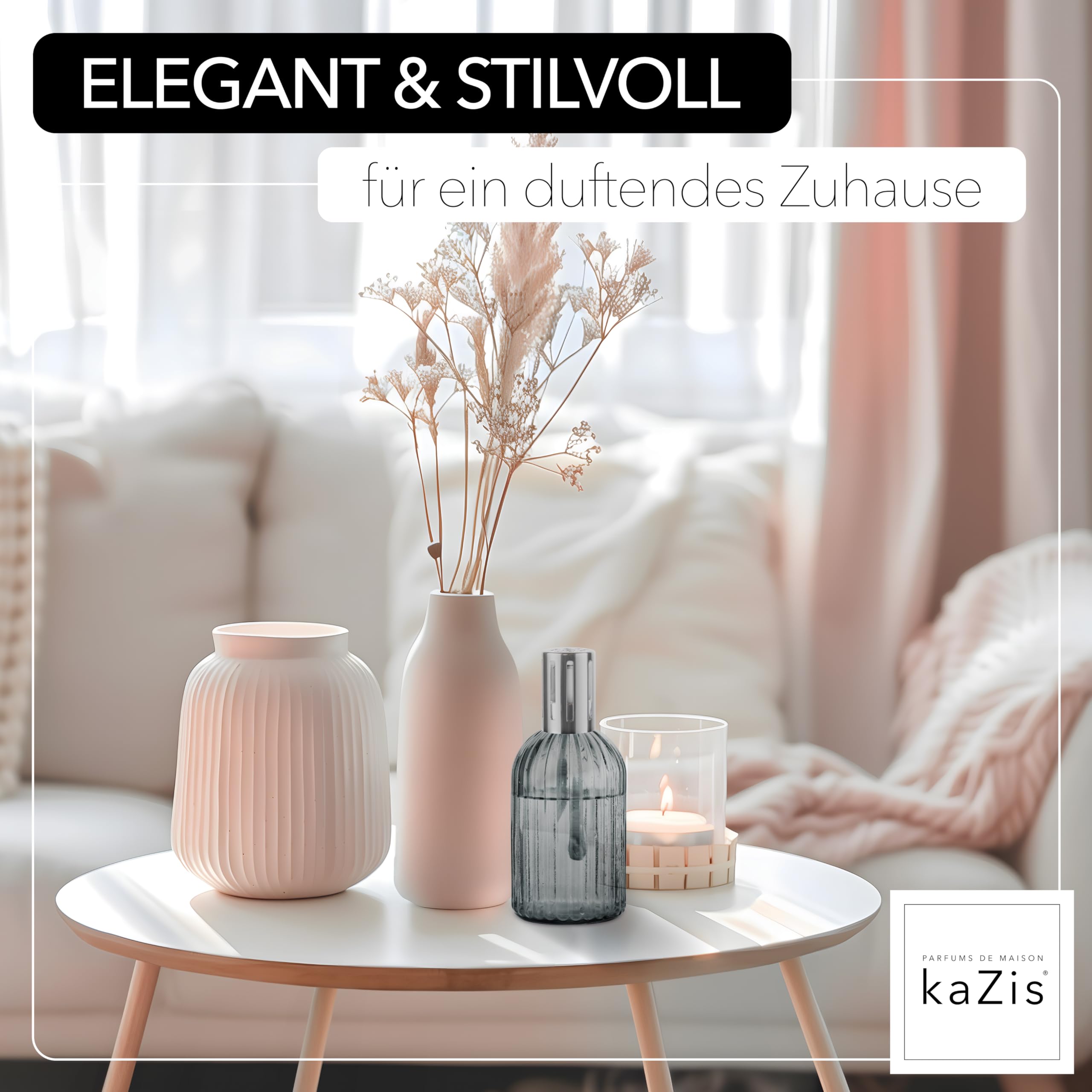 KAZIS® I lampada catalitica profumata I vetro I XXL I 400 ml (grigio)