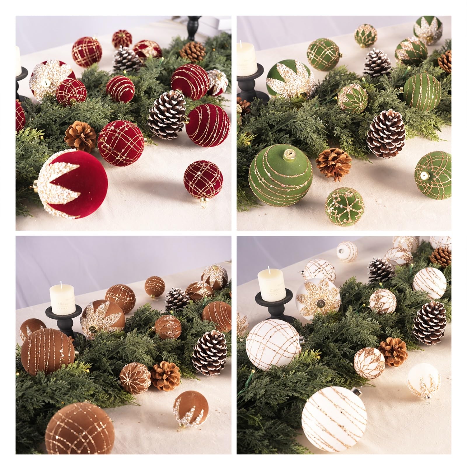 Boule de Noël, Ornement, 12 Décorations De Sapin Noël avec Boules Floquées for La Décoration Intérieure Décoration pour Sapin(Bruin,6cm)