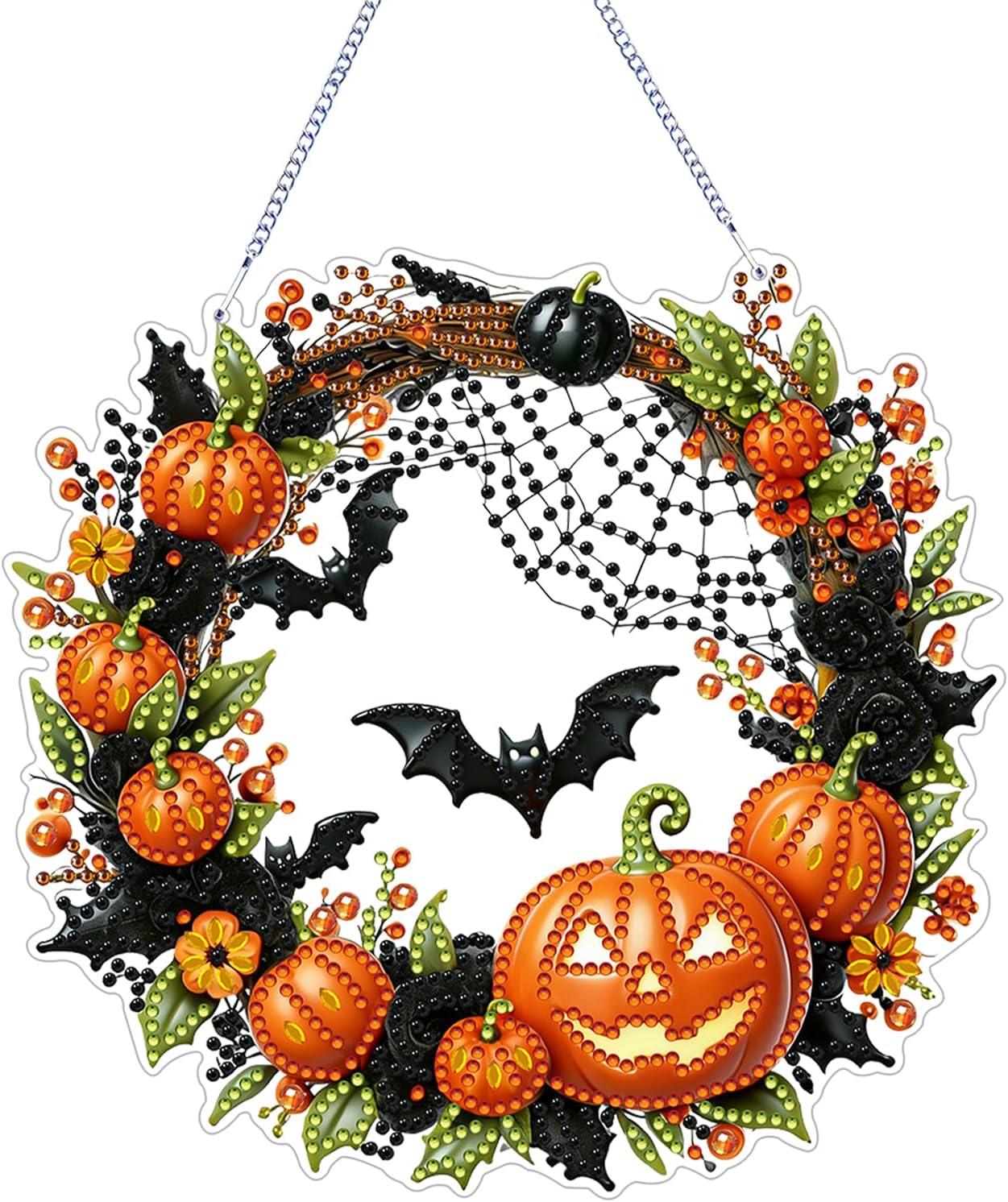 RYMILIE Thanksgiving Hanging Diamond Art，Turkey Pumpkin Acrylic Window Decor Diamond Art Kits for Adults Beginner，Special Shaped Crystal DIY Pearl Diamond Painting Kit,Halloween Gifts 7.9 x 7.9 Inch