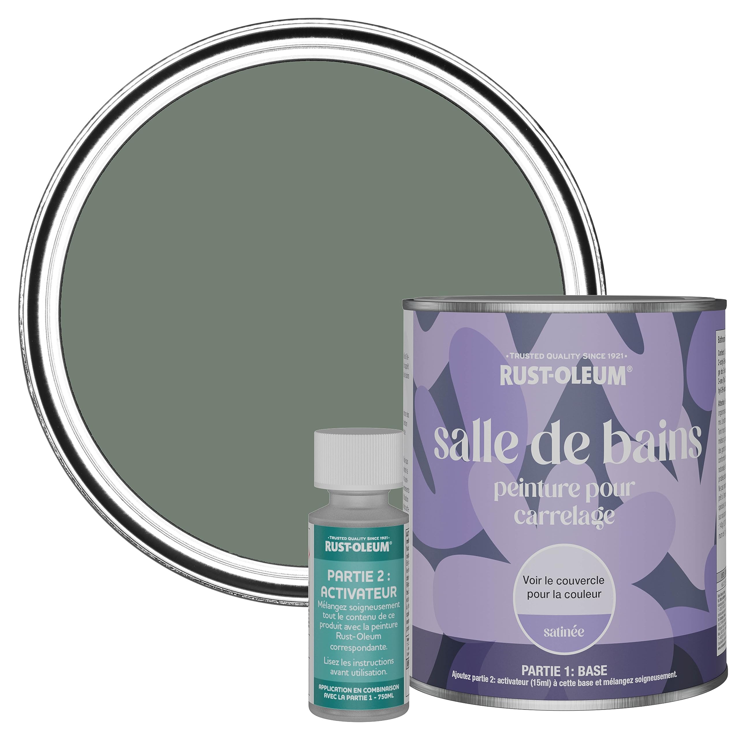 Rust-Oleum Peinture Verte Résistante à l'eau pour Carrelage de Salle de Bain, Finition Satinée - Sérénité 750ml