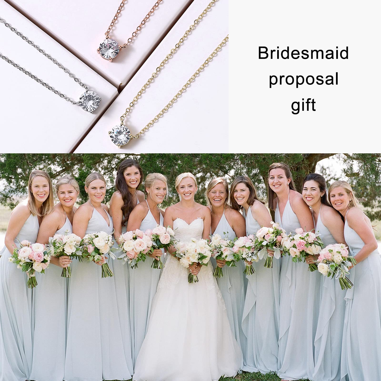 Regalos de propuesta de dama de honor, aretes de gota de lágrima, collar con cristales colgantes, collares, conjuntos de joyas para novia, damas de honor, baile de graduación, boda, Metal, circonita