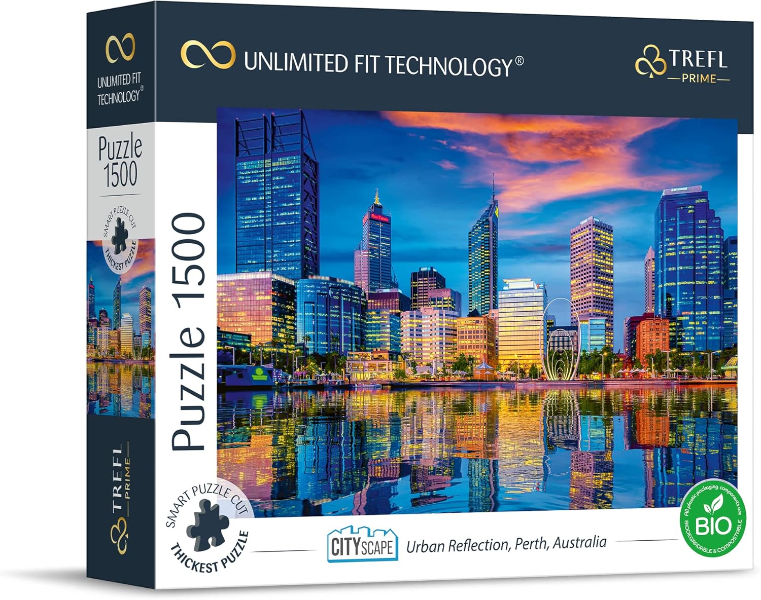 Trefl Cityscape: Urban Reflection, Perth, Australia 1500 Piece Jigsaw Puzzle Prime 33"x23" Thick Cardboard, Urban Landscape, Skyscrapers, Creative Fun for Adults and Children from 14 Years Old