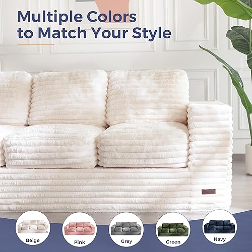 Miniatura 92 de MAXYOYO Puf gigante para adultos, sofá tapizado de suelo con almohadas y reposabrazos, puf grande de felpa, sofá para dormitorio, sala de estar,