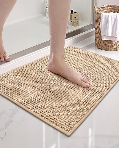 Miniatura 1 de Color&Geometry Tapete de baño con parte trasera de goma, antideslizante, lavable a máquina, tapete bohemio de felpilla suave y absorbente para suelo