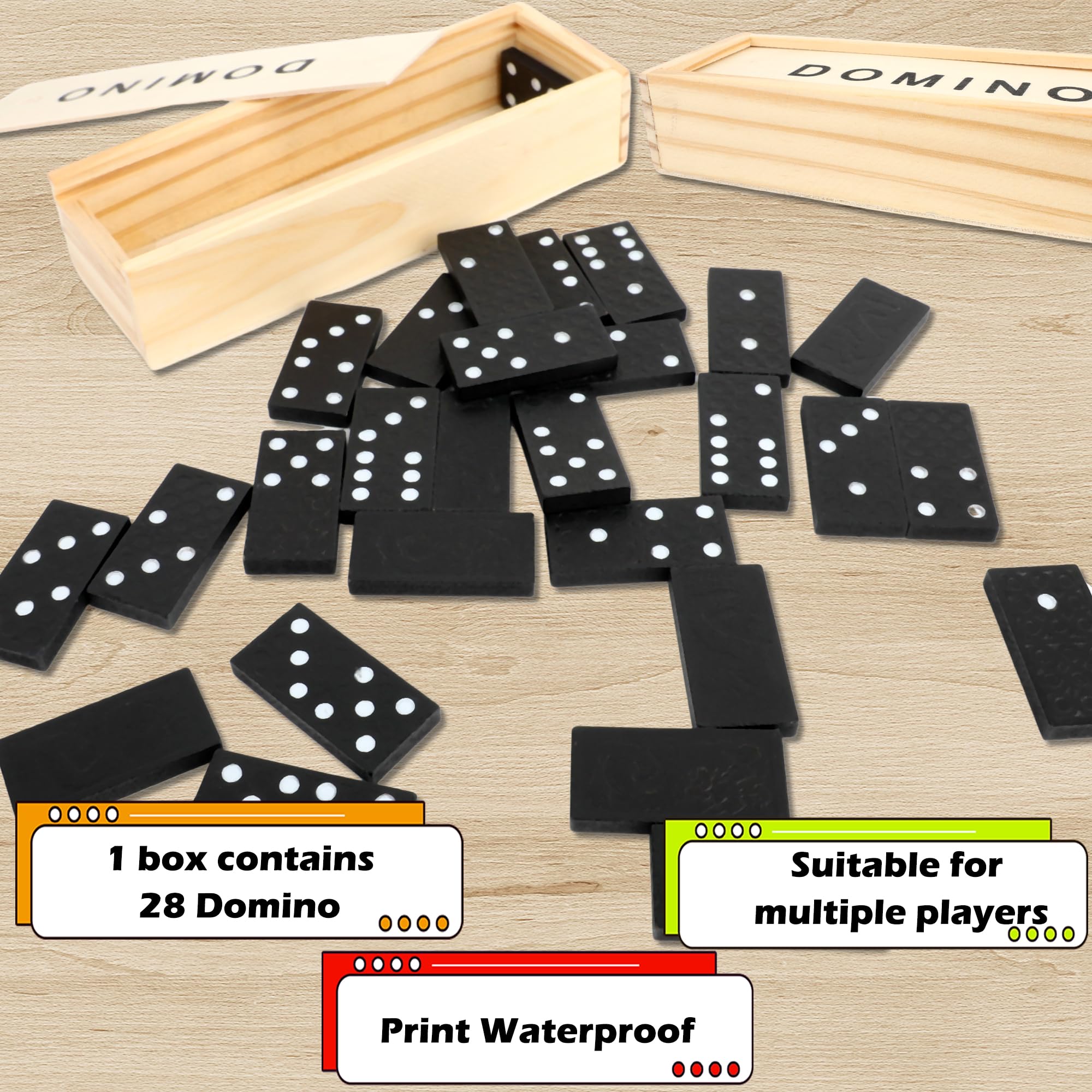 Kugliwa 30 Pack Double 6 Dominoes Wood Mini Wooden Dominoes Set Classic Board Games Bulk for Brown Wood Case Chain Reaction Sets - Image 3