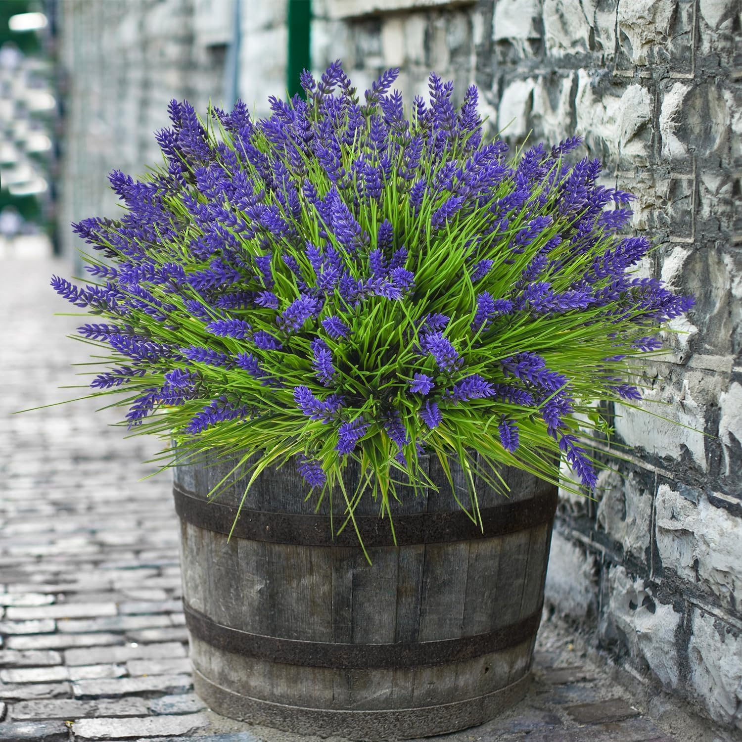 Artificial Plants Outdoor, 20PCS Lavender Artificial Flowers,Fake Plants Plastic Faux Flowers,UV Resistant Fake Flowers No Fade Faux Plastic Plants for Outdoor Planters for Home Garden