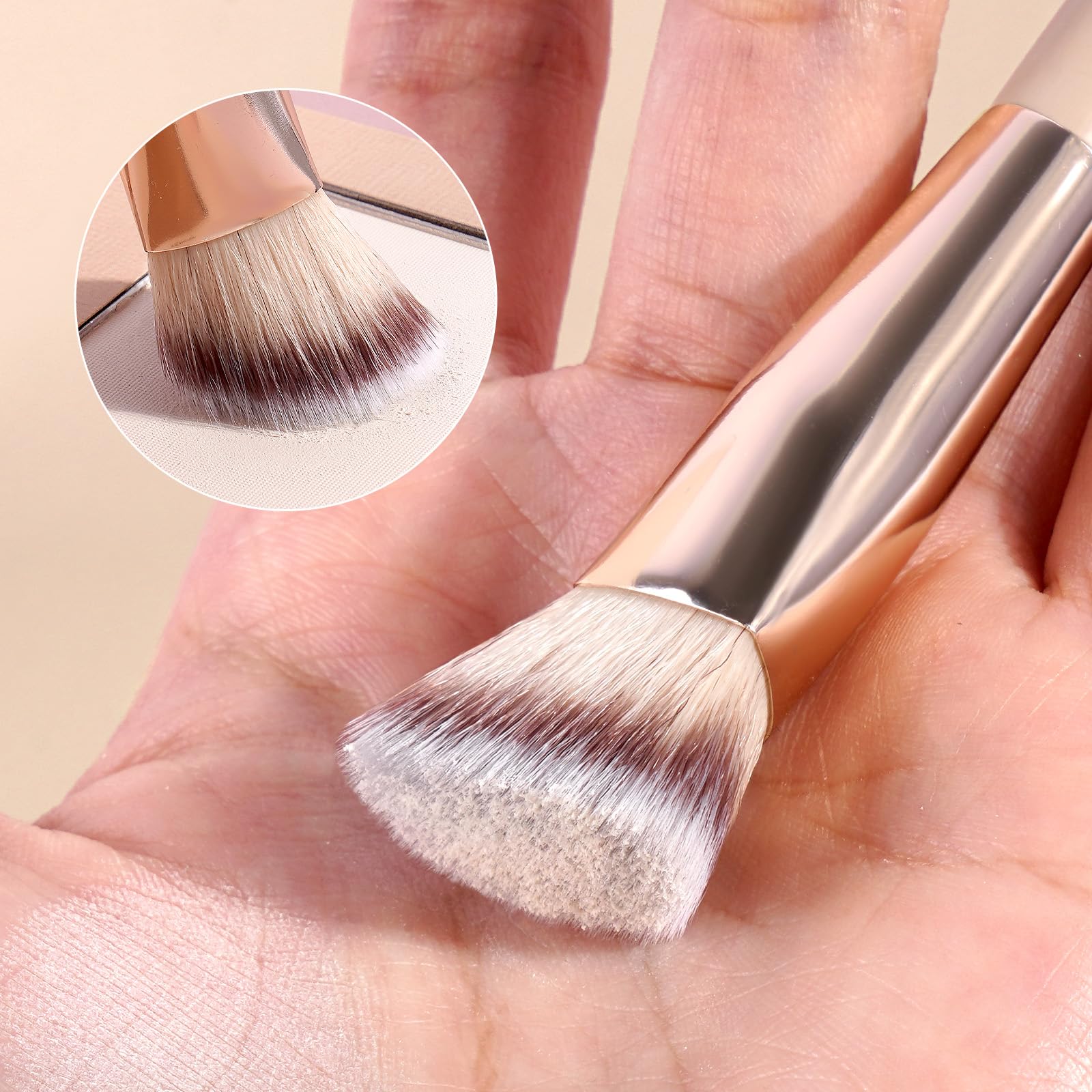 Set di 4 pennelli da trucco, pennello per fondotinta e pennello angolato per correttore, perfetto per miscelare liquidi, creme o cosmetici in polvere impeccabili