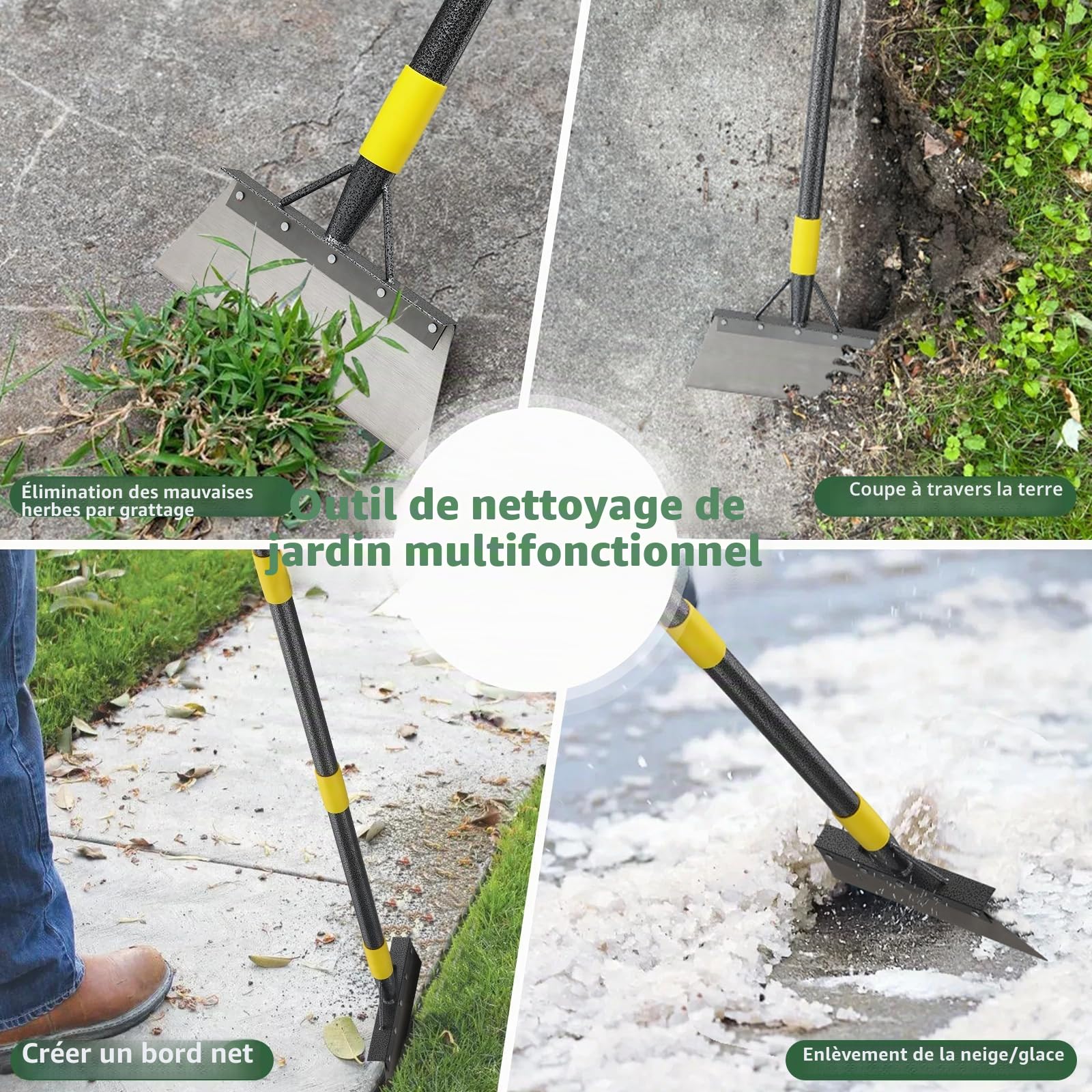 Pelle Jardinage, Outillage de Jardin Pelle de Nettoyage Multifonctionnelle de 200 cm avec Poignée d'extension en Acier Inoxydable, Grattoir à Percussion, pour Espace Extérieur, Maison, Ferme