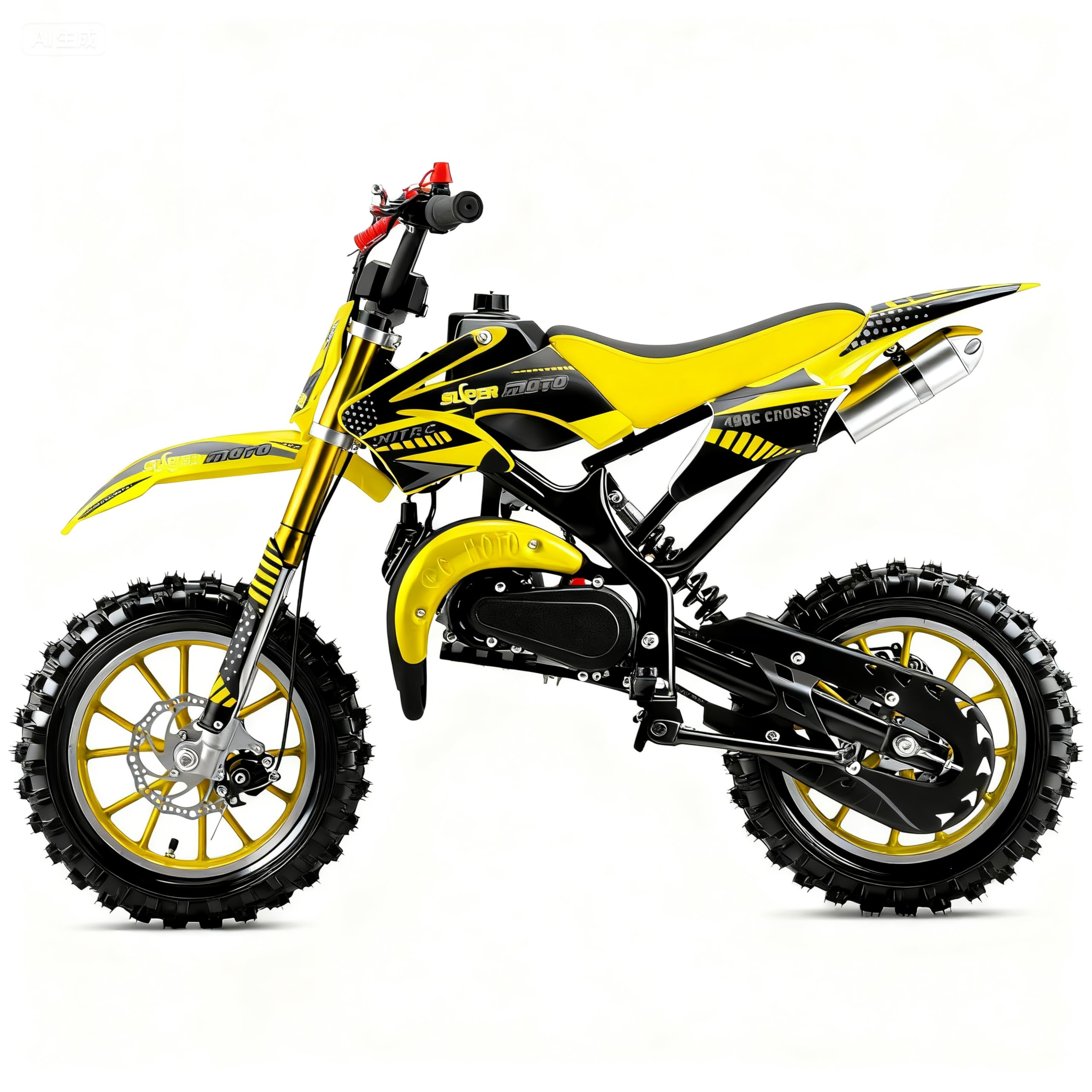 50cc Kids Dirt Bike,Dirt Bike for Kids,Gas Dirt Bikes with 2-Stoke,Off Road Motorcycle for kids 5-17 with Front/Rear Disc Brakes, Shock Absorption, Soft Seat Cushion