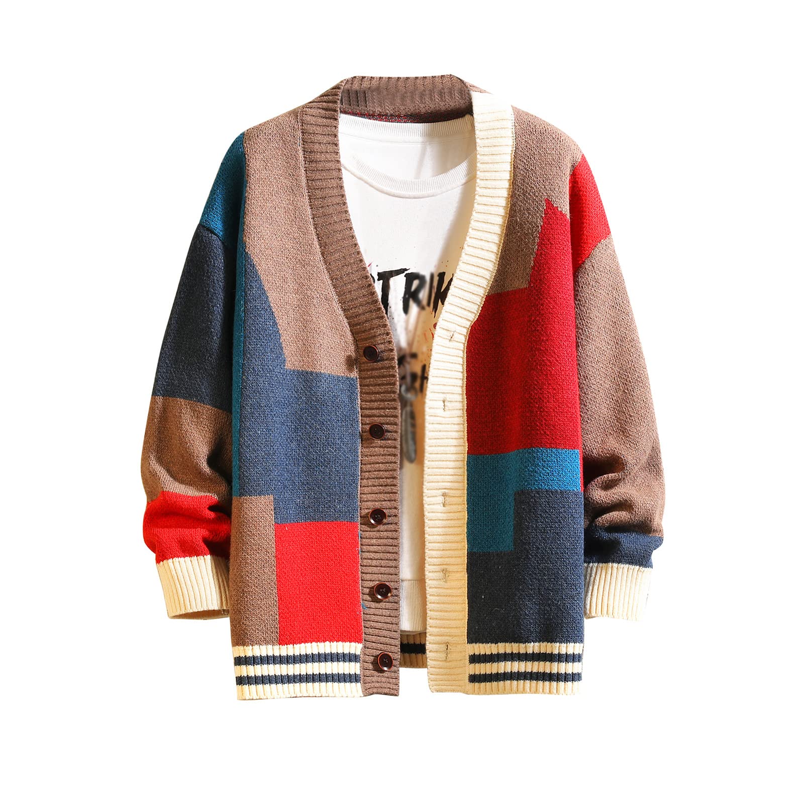 GURUNVANI Cardigan da Uomo Maglioni a Maglia a Maniche Lunghe con Bottoni