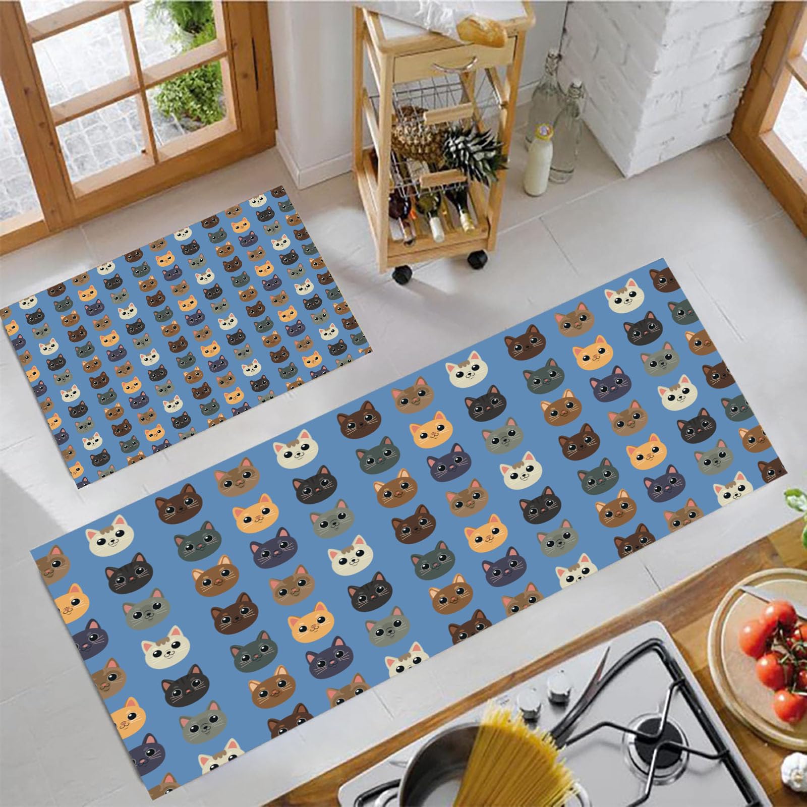 Tapetes de cocina JEDTAKCT evita resbalones con alfombras antimanchas de gatos