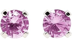 October Birthstone Earrings: Tiny Pink Tourmaline Stud Earrings in Sterling Silver for...