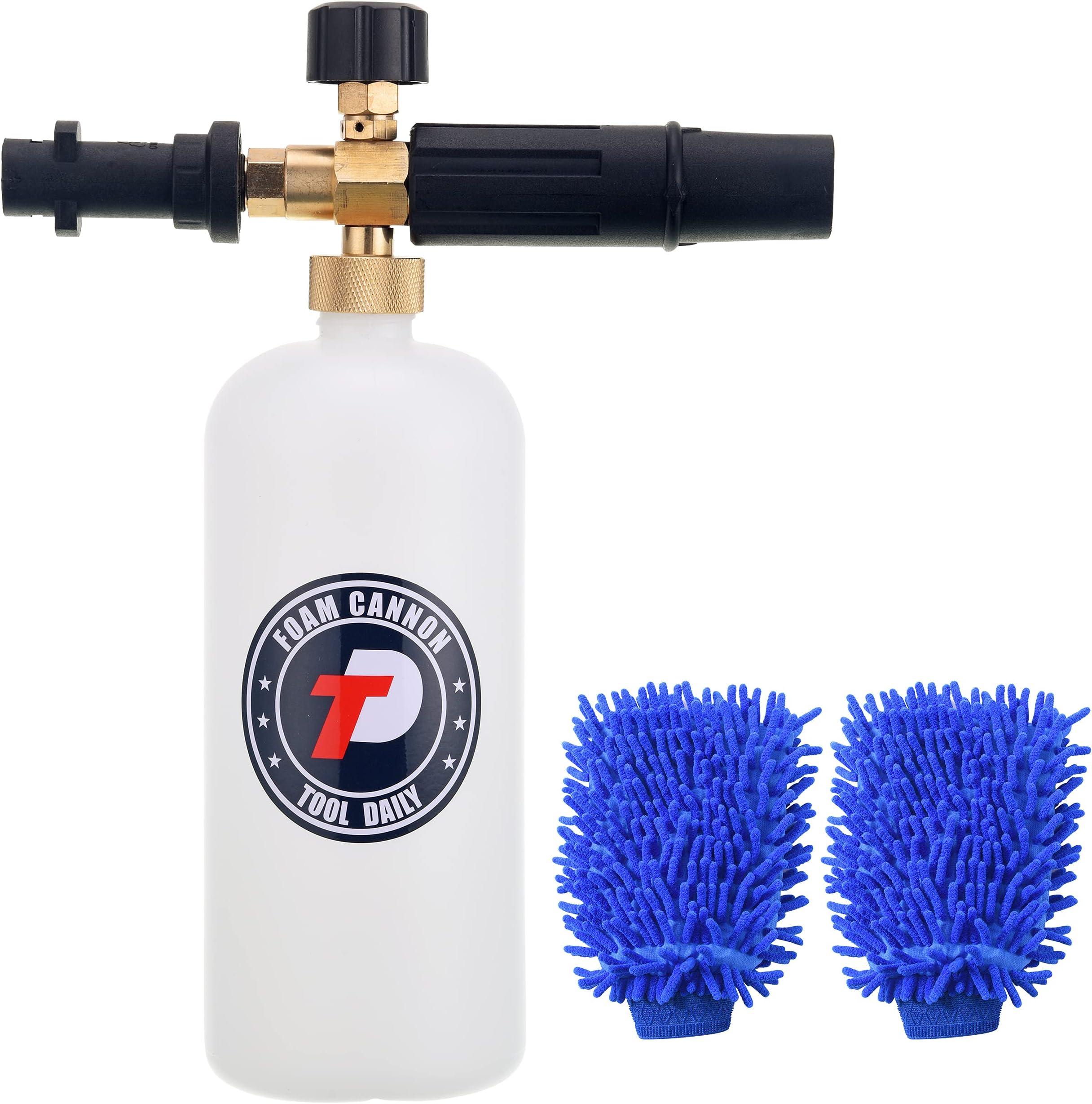 Tool Daily Adjustable Snow Foam Cannon Lance for Karcher K Series K2 K3 K4 K5 K6 K7 Pressure Washer Accessories, 1 Liter, Includes Car Wash Mitt