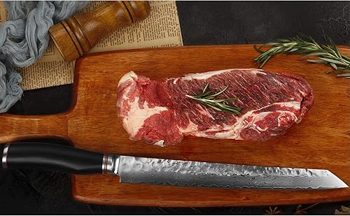 Miniatura 6 de YOUSUNLONG Max Sujihiki - Cuchillo japonés profesional de 11 pulgadas, diseño ergonómico de acero de Damasco, cuchillo de corte con mango de ébano