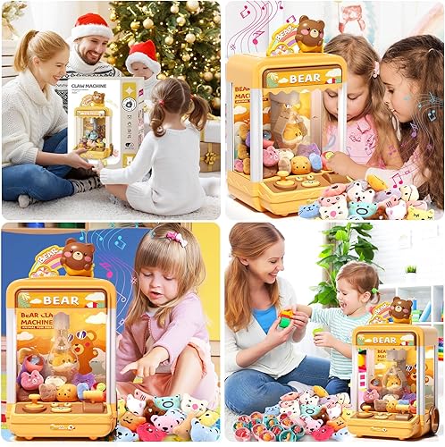 Miniatura 5 de AIQI Máquina de garras de oso para niños, mini agarrador expendedor de dulces, dispensador de premios para niñas y niños, máquina electrónica de
