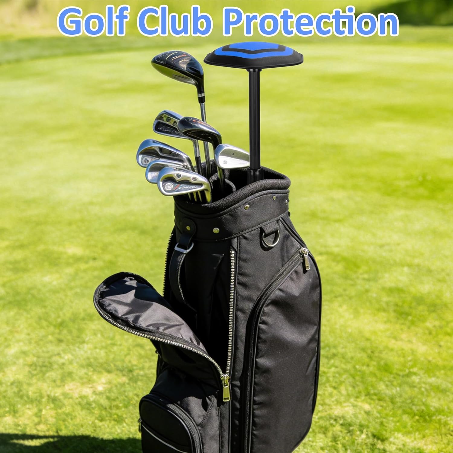 Golf Travel Bag Support Pole 52In Adjustable Clubs Protector for Travel Bag, Lightweight Alloy Steel Golf Travel Bag Support System, Tool-Free Installation