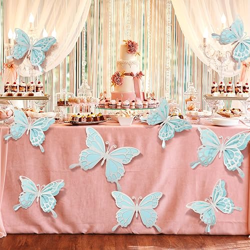 Vista 6 de Geyee 12 piezas de decoración de fiesta de mariposa grande 3D de 12 pulgadas, 10 pulgadas, centros de mesa de mariposa grandes para mesas, baby