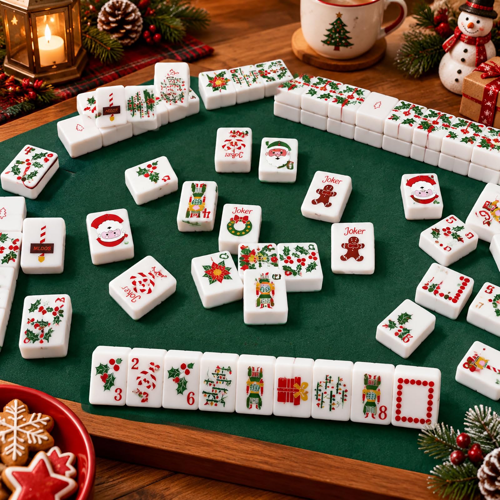 Set di tessere per Mahjong americano a tema natalizio, 160 tessere