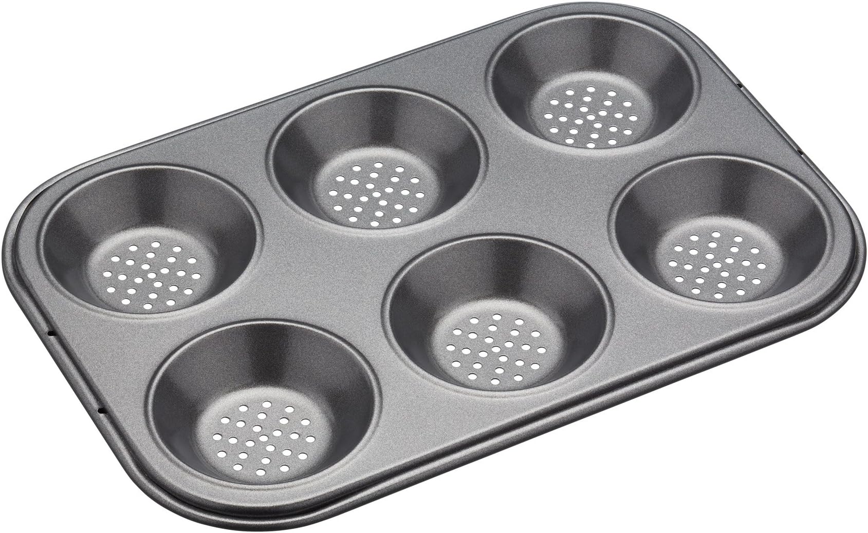 Master Class KitchenCraft Six Hole Crusty Bake Baking Pan, Black