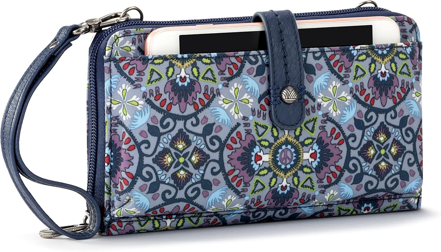 Sakroots Large Smartphone Crossbody Grey Mosaic World