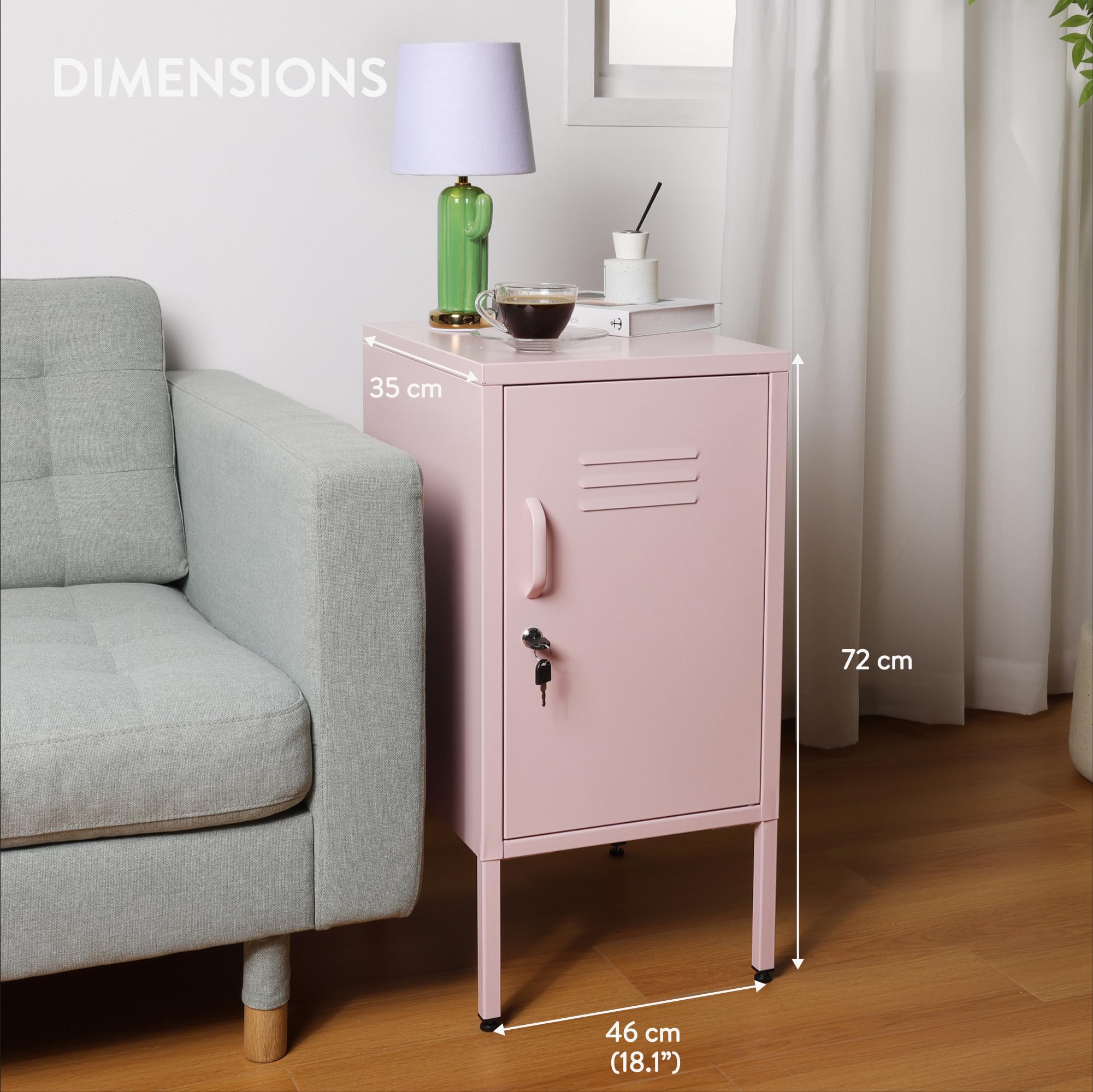 Navaris Armoire Metallique Rangement - Petit Casier de Rangement en Metal Rose avec 2 Clés pour Vêtement Accessoire Jouet Enfant - Armoire Bureau Chambre Atelier Meuble Industriel
