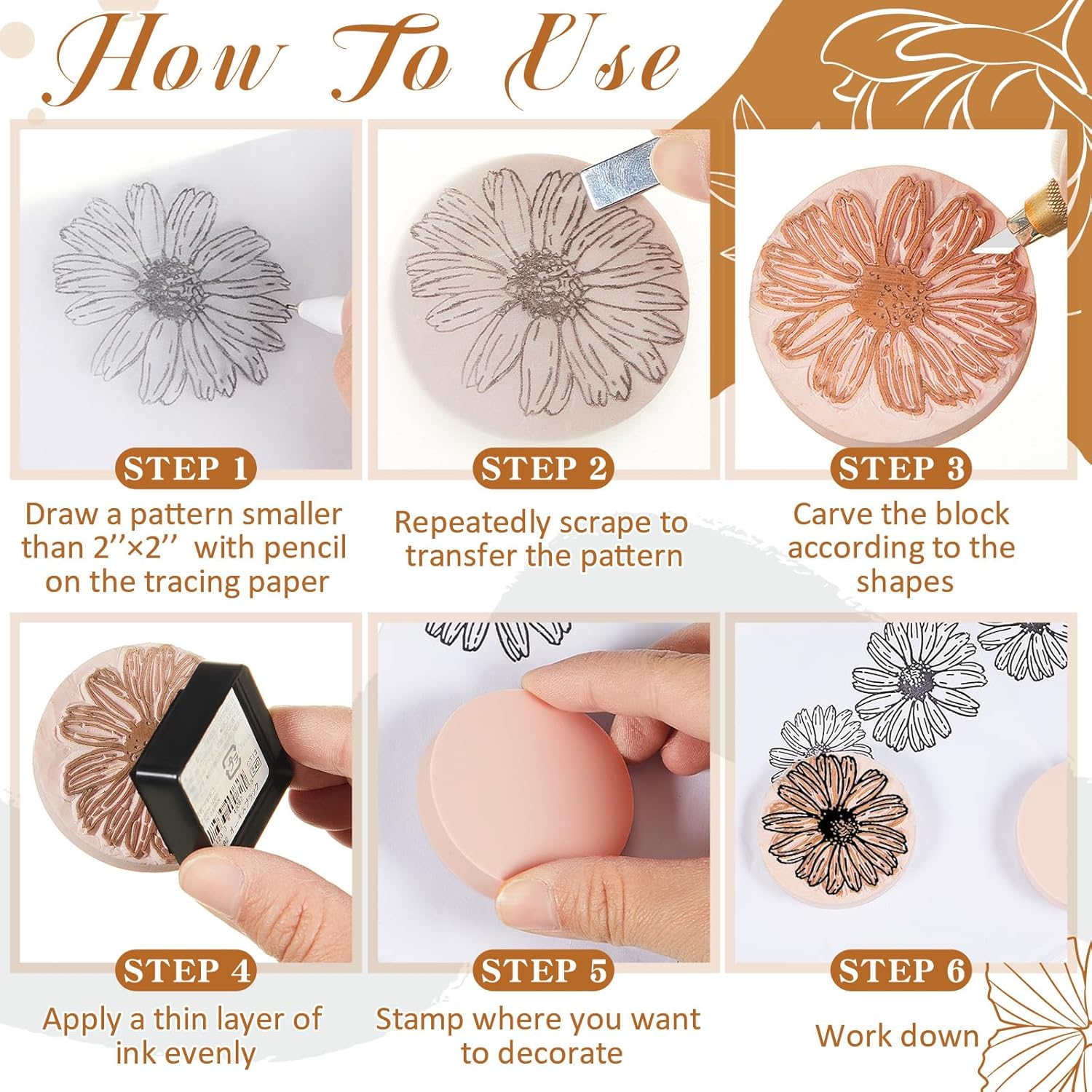 Frienda 48 Pcs 2" x 2" Pink Rubber Carving Blocks Round Linoleum Blocks for Printmaking, Stamp Making, DIY Crafting, Scrapbook, Painting, Soft and Easy to Carve