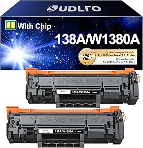 138A W1380A Black Toner Cartridge (with Chip): Compatible Replacement for HP 138A W1380A 138X W1380X Toner Cartridge Work for HP Pro 3001dw 3001fdw MFP 3101fdw Series Printer Ink ( 2-Pack )